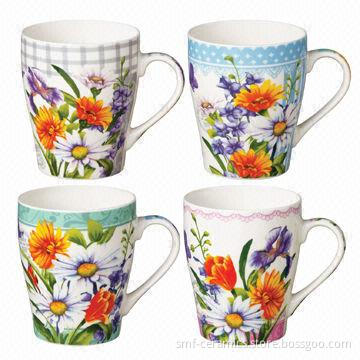 12oz White Mugs with Customized Designs, LFGB, 84/500/EEC Contact Food-grade